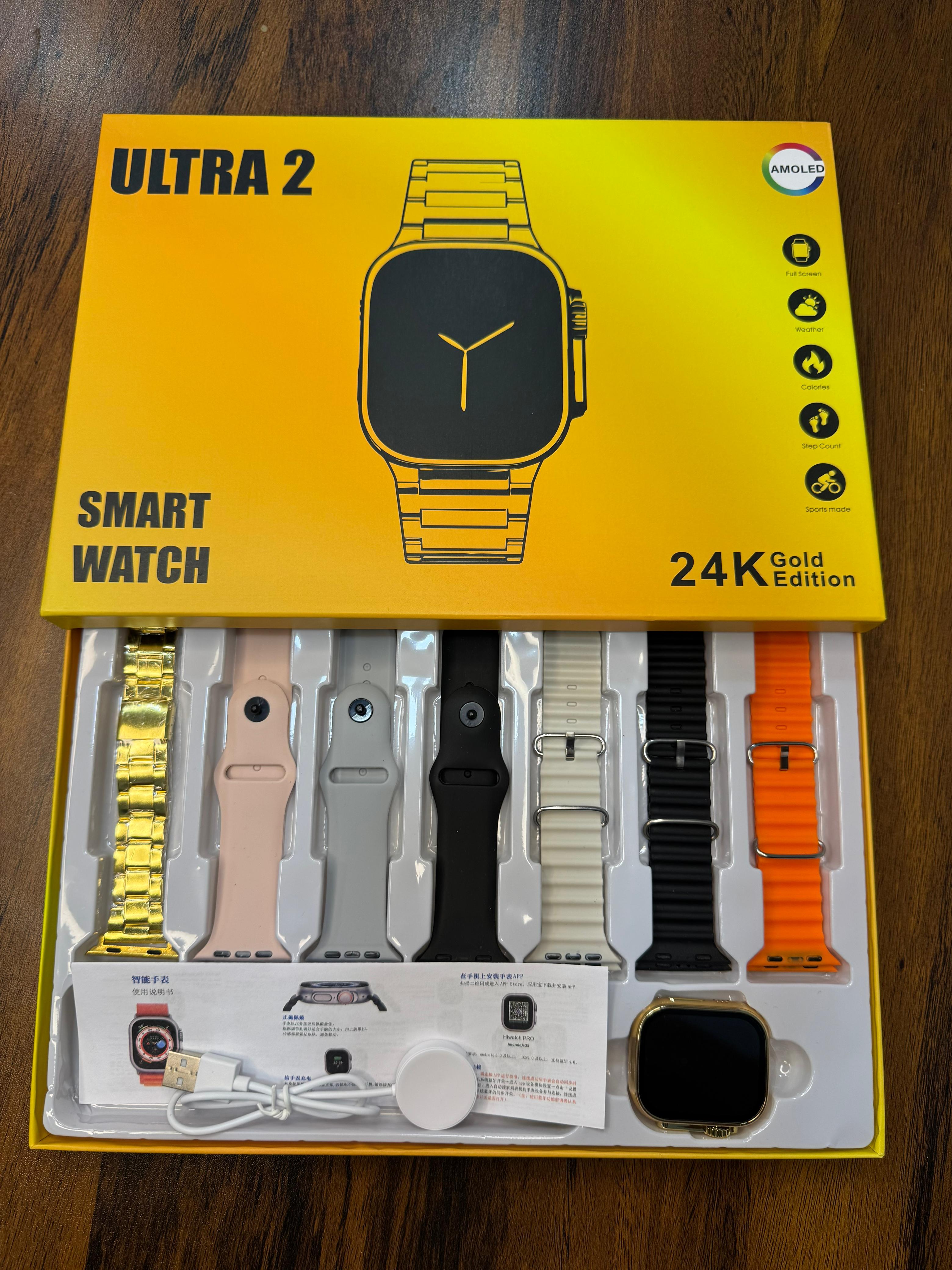 Ultra 2 AMOLED Smartwatch – 24K Gold Edition